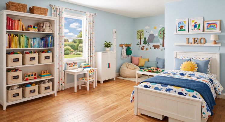 Child's decluttered bedroom.