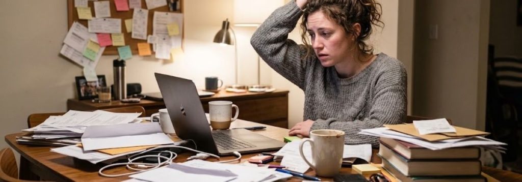 ADHD woman struggling with executive functioning skills
